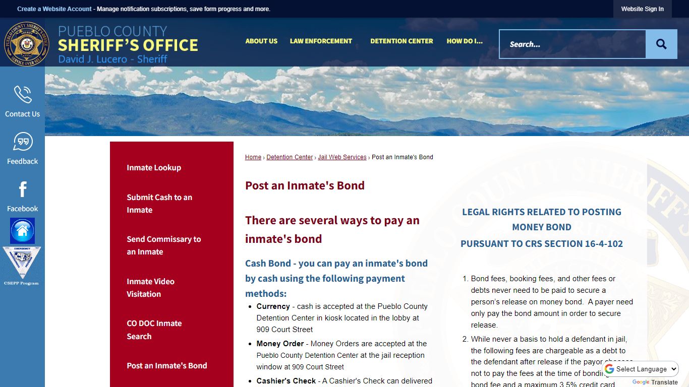 Post an Inmate's Bond | Pueblo County Sheriff, CO